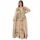 Szín: D1207 XXXL - 5XL Nagy méretű Női Ruházat Maxi ruha Slip virágok Nyomtatott V nyakú öv Elegáns teljes