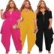 Szín: sárga 5XL - Nagy méretű női jumpsuit, laza, üreges ujjú, cipzáras, egyrészes ruházat, nyári tréningruha