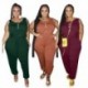 Szín: zöld XXL - Nagy méretű jumpsuit Női nyári ruházat Body egyszínű, rugalmas derekú, egy darabból álló outfit