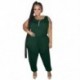Szín: zöld XXL - Nagy méretű jumpsuit Női nyári ruházat Body egyszínű, rugalmas derekú, egy darabból álló outfit