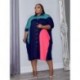 Szín: kék 5XL - Nagy méretű női ruhák 4xl 5xl Patchwork bő fél ujjú alkalmi maxi ingek ruha új stílus