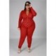Szín: piros 5XL - Nagy méretű kombik Szexi egyrészes női kombinék, cipzáras, hosszú ujjú Bodycon Club Bodysuit