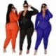Szín: piros 5XL - Nagy méretű kombik Szexi egyrészes női kombinék, cipzáras, hosszú ujjú Bodycon Club Bodysuit