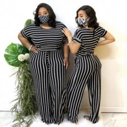 Szín: fekete XL - Nagyméretű S-5xl Jumpsuit női szexi csíkos egyrészes ruha divat Elegáns alkalmi irodai női body