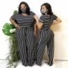 Szín: fekete XL - Nagyméretű S-5xl Jumpsuit női szexi csíkos egyrészes ruha divat Elegáns alkalmi irodai női body