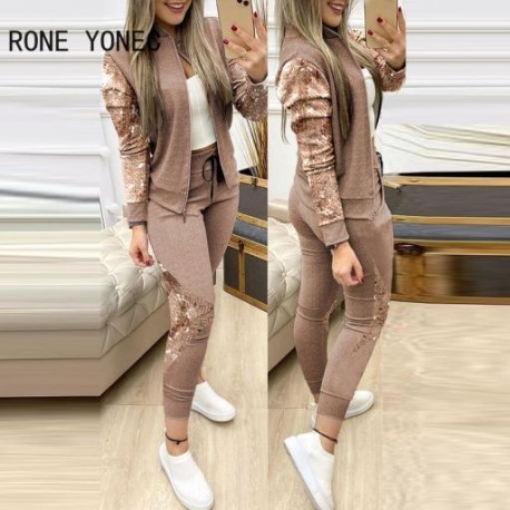 Szín: Lótuszgyökér szín XL - Női alkalmi hosszú ujjú flitterek Patchwork állvány gallér Fűzős Sportos patchwork