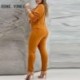 Szín: Camel XL - Női tömör, elegáns gombos állványgallér rövid felsők Skinny Pencil Pants blézer szettek