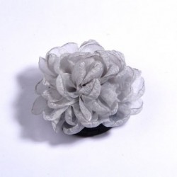 Szín: Szürke - 4 db 9,5 cm-es, kézzel készített nagy sifon szövet virágok hajkiegészítőkhöz Burn Edge virág