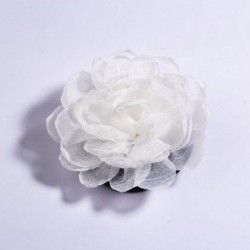 Fehér szín - 4 db 9,5 cm-es, kézzel készített nagy sifon szövet virágok hajkiegészítőkhöz Burn Edge virág