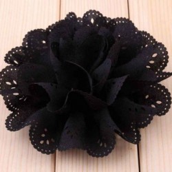 Szín: fekete 1 db - 1 db 10 cm-es 20 színű divatos üreges kivirágzott fűzőlyukú hajszövet virágok, puha, elegáns