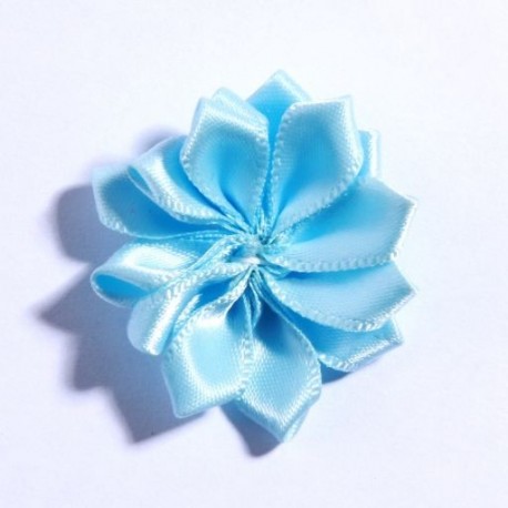 Szín: égszínkék - 10 DB 4CM művirág szatén virágok barkács virágcsokor hajkiegészítőkhöz Rozetta hegyes virág