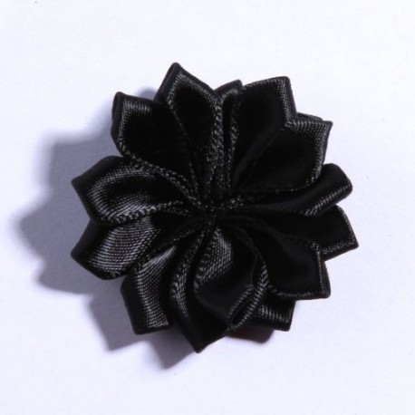 Fekete szín - 10 DB 4CM művirág szatén virágok barkács virágcsokor hajkiegészítőkhöz Rozetta hegyes virág hajcsat