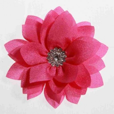 Szín: fukszia - 5 DB 8,5 cm-es 3,4 hüvelykes lótusz sifon virágok gombbal lányoknak fejpántok Műszövet virág