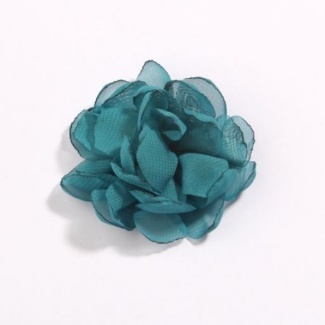 Szín: türkiz - 5db 7cm 2,7&quot  égetett szélű sifon szövet virágok butik esküvői dekorációhoz szatén virág