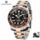 Szín: Rose gold - PAGANI DESIGN luxus GMT férfi mechanikus karóra Zafír üveg rozsdamentes acél 100M vízálló automata