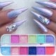 Szín: XBR - Mermaid Köröm Csillogó Tündér Púder Shimmer Pearl Dörzsölés Por Ombre Körömpailletták Króm Pigment