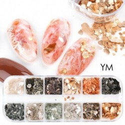 Szín: YM - 12 rácsos Sugar Körömpor Glitter Piment Holografikus Dekoráció Pulóver Hópelyhek DIY Téli Nail Art Design