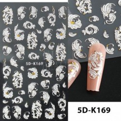 Szín: 5D-K169 - 5D pillangós körömmatricák zöld fehér akril dombornyomott körömmatricák nyári esküvői menyasszonyi