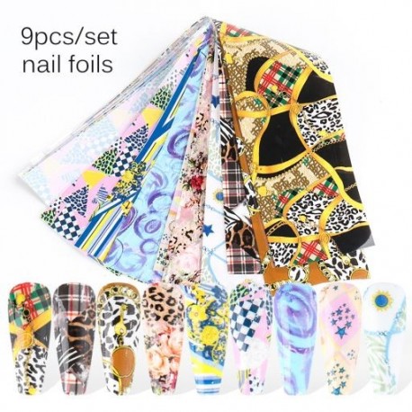 Szín: DP9102 csomag - 10 DB Transzferfólia körmökhöz Aranyos Graffiti Nail Art Design Ragasztó matrica Pakolások Betűk