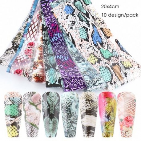 Szín: SW7106 csomag - 10 DB Transzferfólia körmökhöz Aranyos Graffiti Nail Art Design Ragasztó matrica Pakolások Betűk
