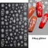 Szín: F894 Glitter - 3D Nail Art matricák Fehér hópelyhek Díszek Csúsztatók Körömhöz Karácsony 2022 Star Design
