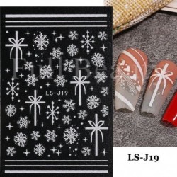 Szín: LS-J19 - 3D Nail Art matricák Fehér hópelyhek Díszek Csúsztatók Körömhöz Karácsony 2022 Star Design Manikűr