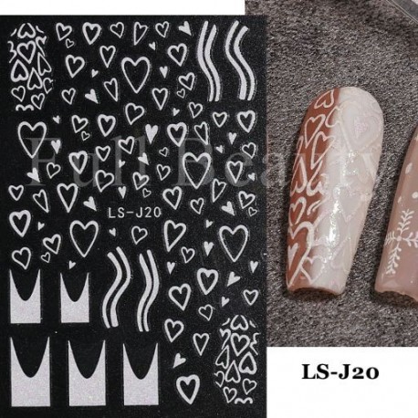 Szín: LS-J20 - 3D Nail Art matricák Fehér hópelyhek Díszek Csúsztatók Körömhöz Karácsony 2022 Star Design Manikűr