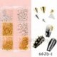Szín: 6GJD-1 - 3D Nails Art Fém Bűbájok Kiegészítők Cool Girl Arany Ezüst Punk Rock Mini Fém Szegecs Design Köröm