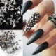 Szín: 6GJD-1 - 3D Nails Art Fém Bűbájok Kiegészítők Cool Girl Arany Ezüst Punk Rock Mini Fém Szegecs Design Köröm