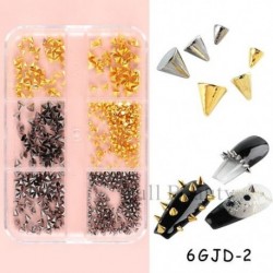 Szín: 6GJD-2 - 3D Nails Art Fém Bűbájok Kiegészítők Cool Girl Arany Ezüst Punk Rock Mini Fém Szegecs Design Köröm