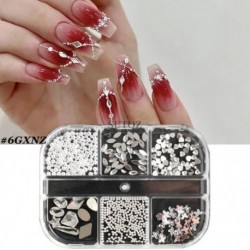 Szín: 6GXNZ - 3D Nails Art Fém Bűbájok Kiegészítők Cool Girl Arany Ezüst Punk Rock Mini Fém Szegecs Design Köröm