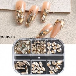 Szín: 6G-HGF-1 - 3D Nails Art Fém Bűbájok Kiegészítők Cool Girl Arany Ezüst Punk Rock Mini Fém Szegecs Design Köröm