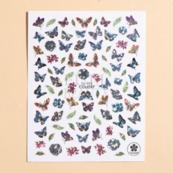 Szín: CL-015 - Kék pillangós holografikus körömmatricák színes lézeres levél virágos csúszkák körmökhöz Rózsa