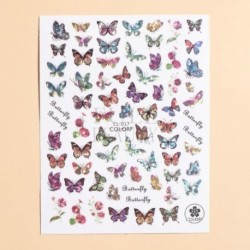 Szín: CL-017 - Kék pillangós holografikus körömmatricák színes lézeres levél virágos csúszkák körmökhöz Rózsa