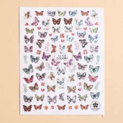 Szín: CL-014 - Kék pillangós holografikus körömmatricák színes lézeres levélvirágos csúszkák körmökhöz Rózsa