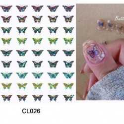 Szín: CL-026 - Kék pillangós holografikus körömmatricák színes lézeres levél virágos csúszkák körmökhöz Rózsa