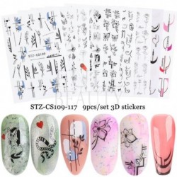 Szín: STZ-CS109-117 - 9db 3D körömmatrica készlet pillangós levél virágos tulipán körömdizájn Absztrakt