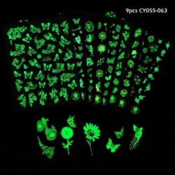 Szín: CY055-063 - 9db 3D körömmatrica készlet pillangós levél virágos tulipán körömdizájn Absztrakt arcgeometriás