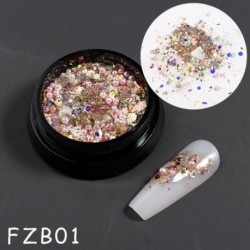 Szín: FZB01 - Mermaid Nail Art Glitter Vegyes Irregular Shell Pelyhek Lézer flitterek Fényes Nails Charms Paillette Manikűr