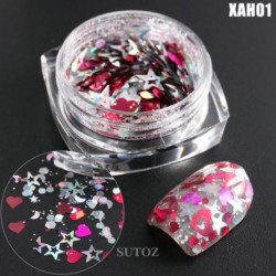 Szín: XAH01 - Mermaid Nail Art Glitter Vegyes Irregular Shell Pelyhek Lézer flitterek Fényes Nails Charms Paillette Manikűr