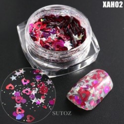 Szín: XAH02 - Mermaid Nail Art Glitter Vegyes Irregular Shell Pelyhek Lézer flitterek Fényes Nails Charms Paillette Manikűr