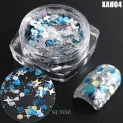 Szín: XAH04 - Mermaid Nail Art Glitter Vegyes Irregular Shell Pelyhek Lézer flitterek Fényes Nails Charms Paillette Manikűr