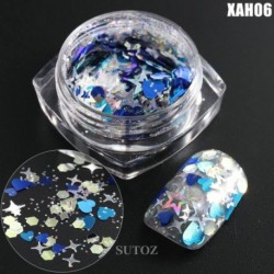 Szín: XAH06 - Mermaid Nail Art Glitter Vegyes Irregular Shell Pelyhek Lézer flitterek Fényes Nails Charms Paillette Manikűr