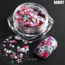 Szín: XAH07 - Mermaid Nail Art Glitter Vegyes Irregular Shell Pelyhek Lézer flitterek Fényes Nails Charms Paillette Manikűr