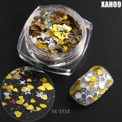 Szín: XAH09 - Mermaid Nail Art Glitter Vegyes Irregular Shell Pelyhek Lézer flitterek Fényes Nails Charms Paillette Manikűr