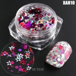 Szín: XAH10 - Mermaid Nail Art Glitter Vegyes Irregular Shell Pelyhek Lézer flitterek Fényes Nails Charms Paillette Manikűr