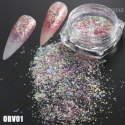Szín: OBV01 - Mermaid Nail Art Glitter Vegyes Irregular Shell Pelyhek Lézer flitterek Fényes Nails Charms Paillette Manikűr