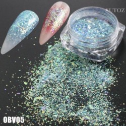Szín: OBV05 - Mermaid Nail Art Glitter Vegyes Irregular Shell Pelyhek Lézer flitterek Fényes Nails Charms Paillette Manikűr