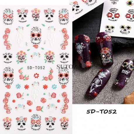 Szín: 5D-T052 - 5D dombornyomott pillangós körömmatricák színátmenet színes pillangós női arc köröm matrica nyári