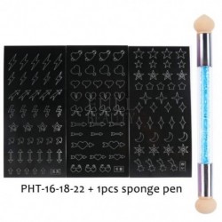 Szín: PHT-16-18-22 Szivacs - Köröm Airbrush Stencil Szett szivacs tollal Szív Pillangó Láng Airbrush sablonok Üreges